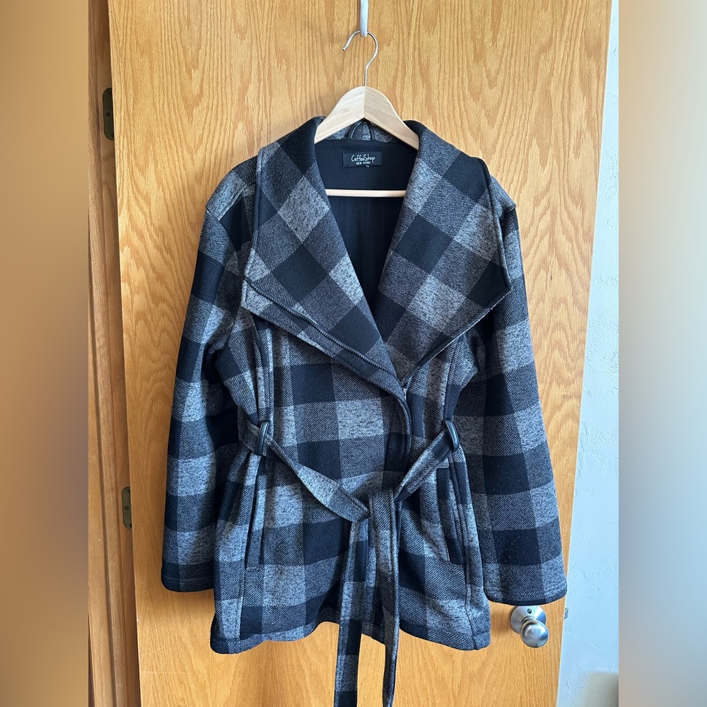 Coffeeshop Jasmine Plaid Knit Coat XXL